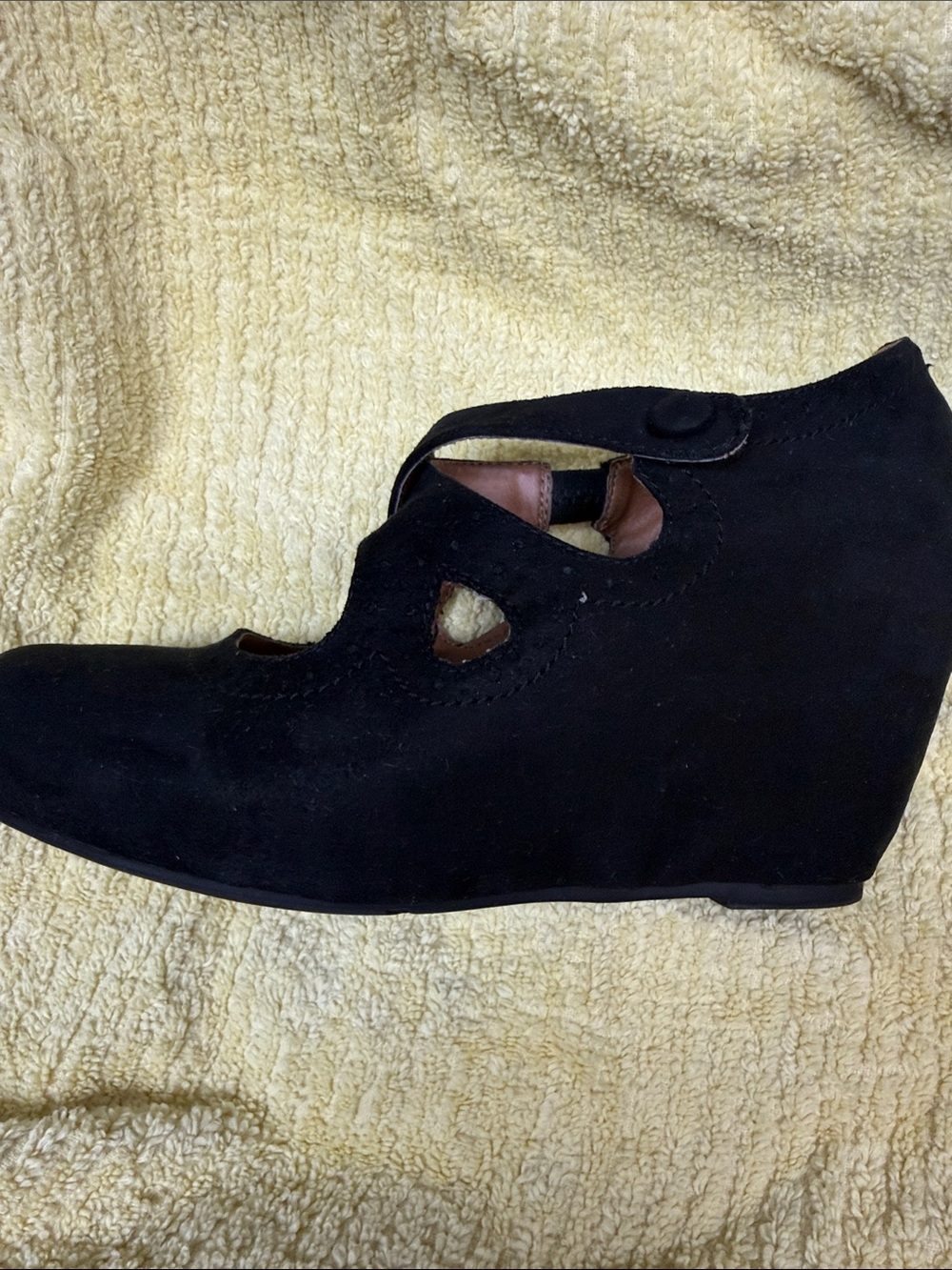 Crown Vintage Black Suede Mary Jane wedge with Tan Insole - Picture 3 of 7